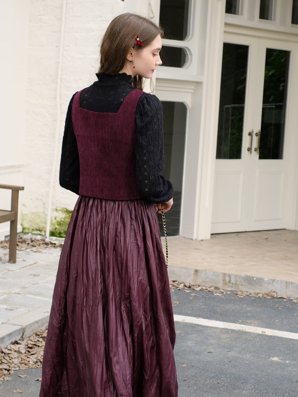 Romantic Lace Top and Embroidered Rose Vest