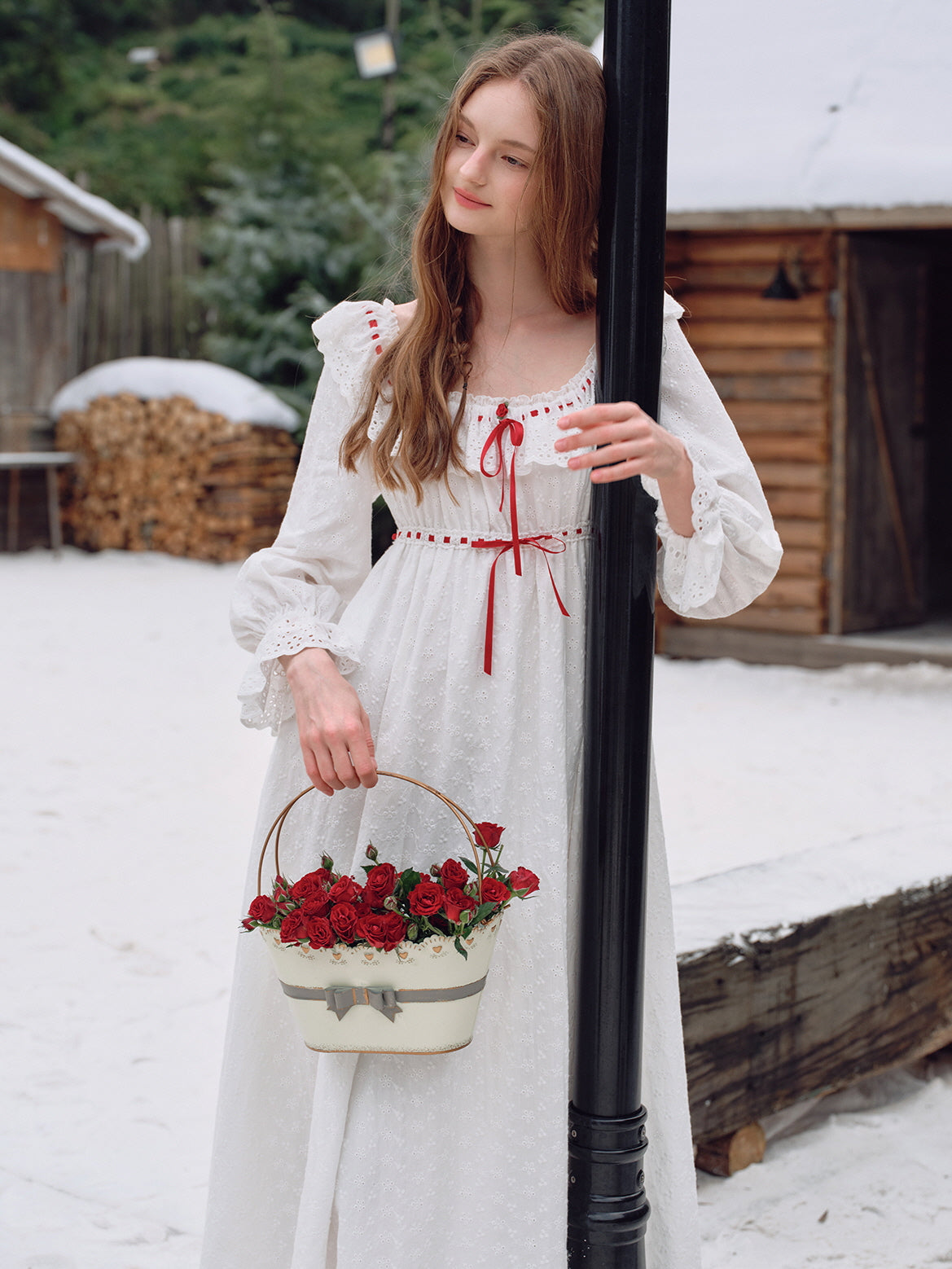 Enchanted Rose Embroidered Cotton Nightgown