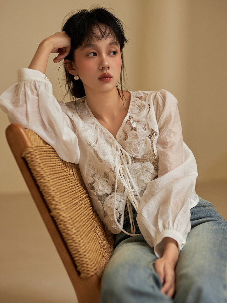 Romantic Rose Lace Blouse