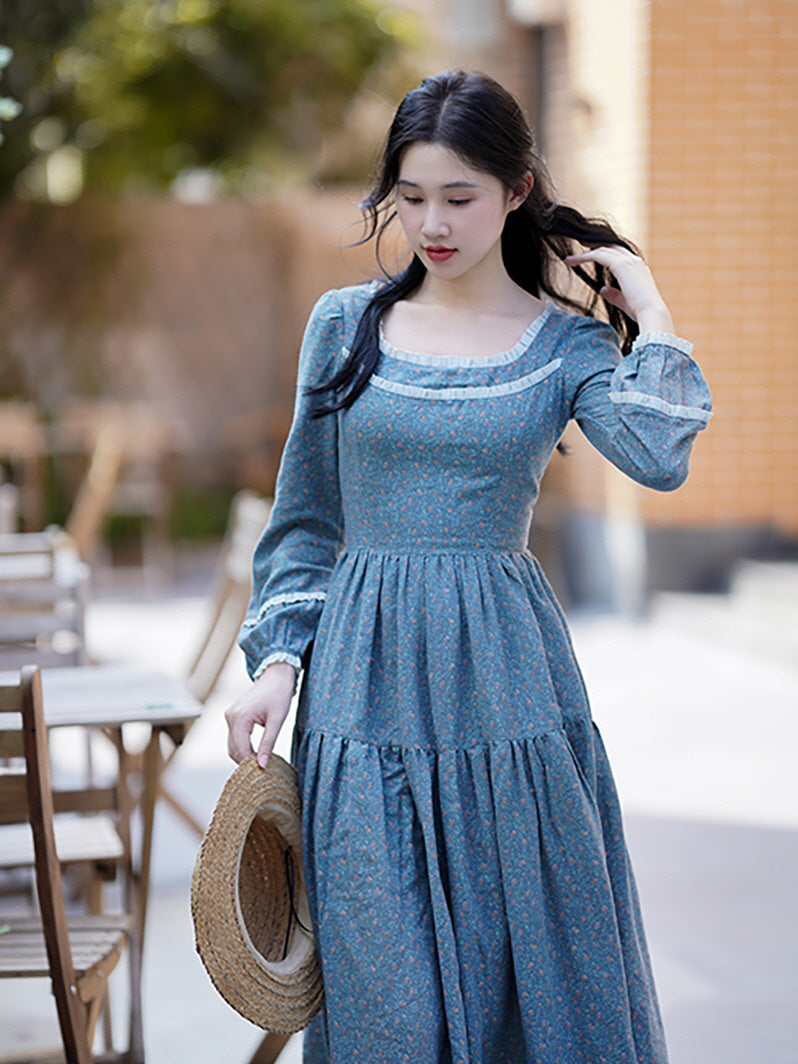 Alice's Floral Serenity Blue Dress