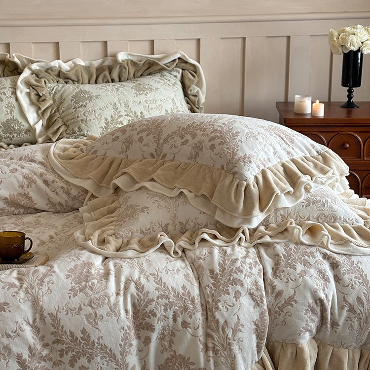 Romantic Velvet Ruffle Duvet Cover Set