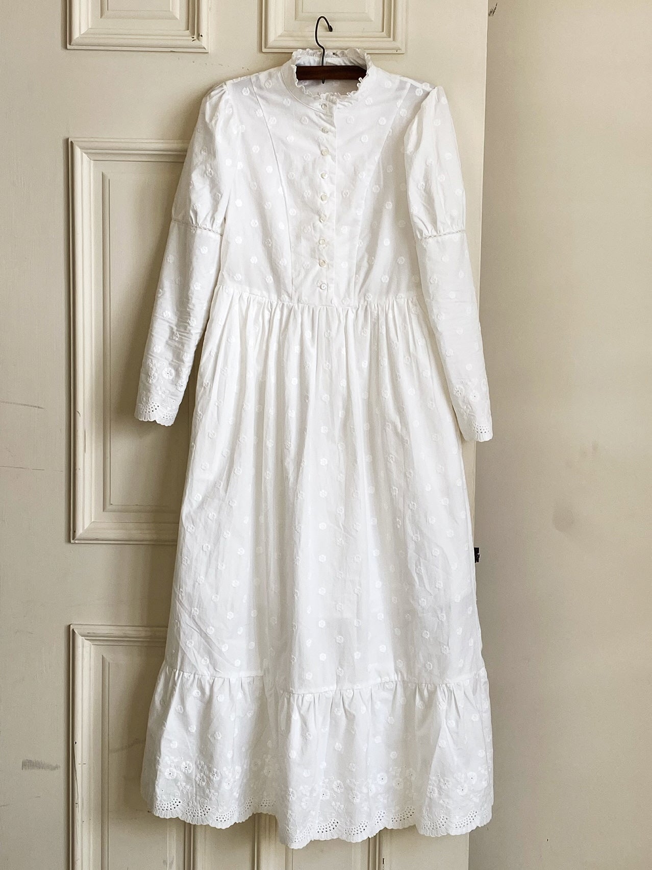 Vintage Embroidered Cotton Maxi Dress