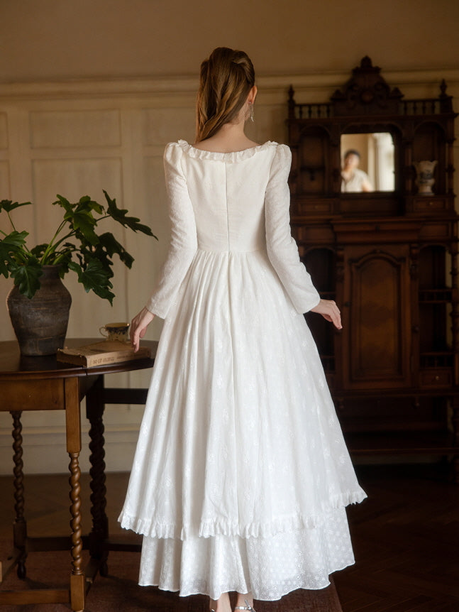 Princess Lace Vintage White Long Dress