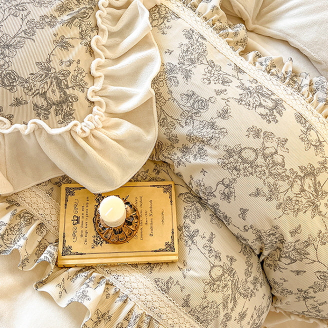 French Toile Velvet Bedding Set