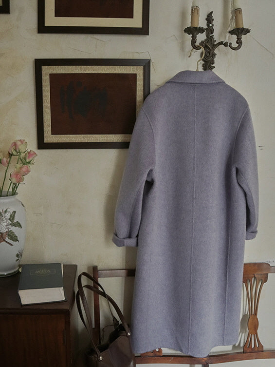 Vintage Lavender Wool Double-Breasted Coat