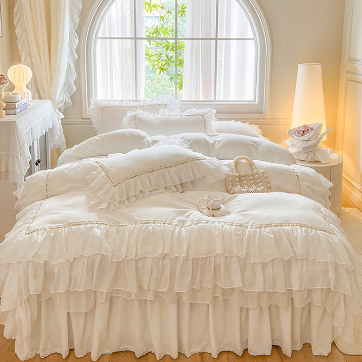 Fairy Lace Velvet Ruffle Bedding Set