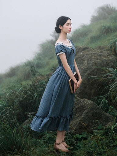 Clara's Retro Blue Elegance Dress