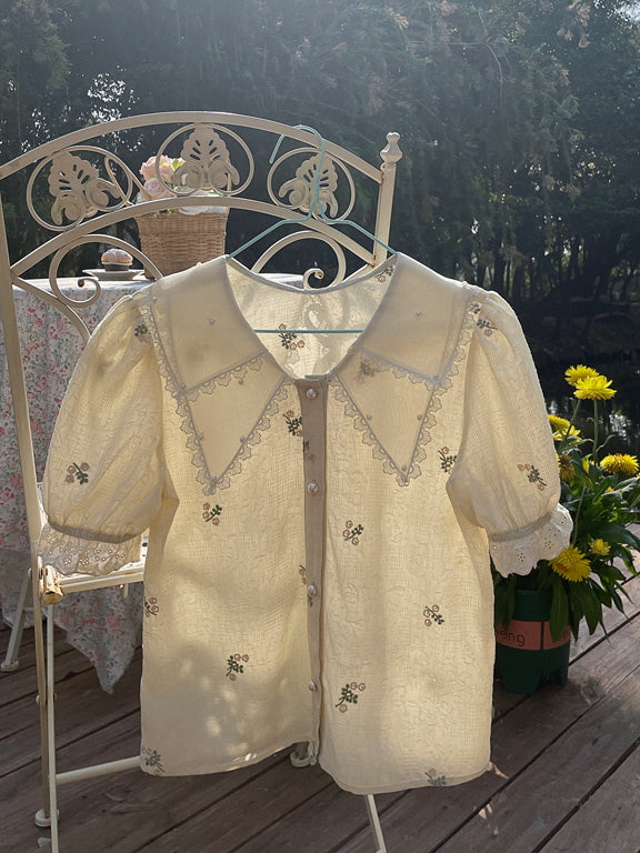 Clara's Cotton Embroidery Blouse