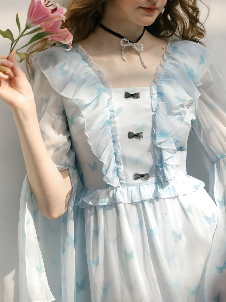 Whimsical Light Blue Butterfly Dream Dress