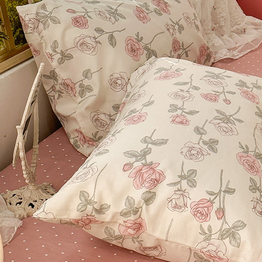 Retro Style Pink Rose Bedding Set