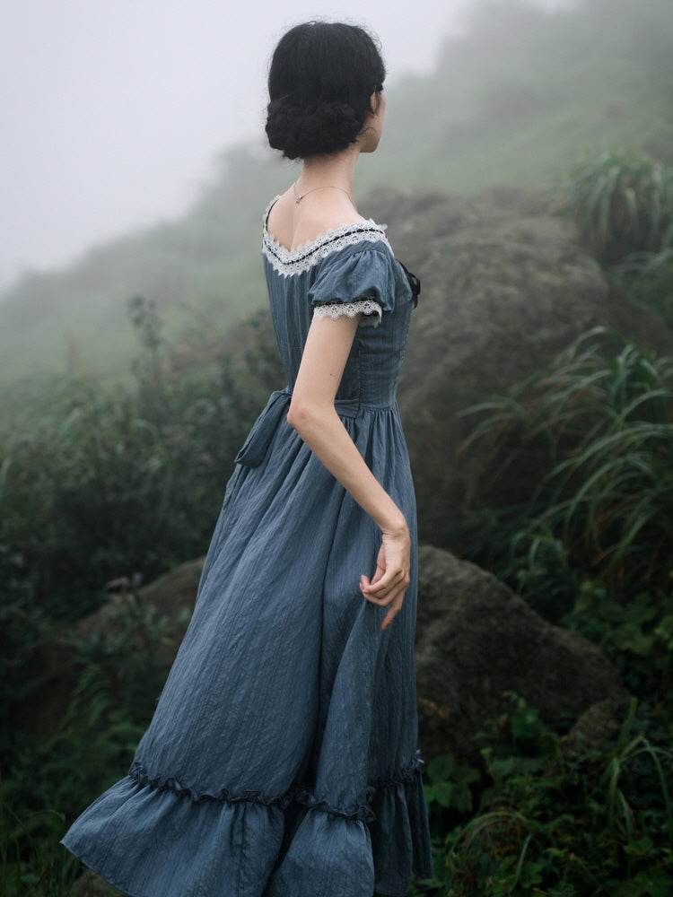 Clara's Retro Blue Elegance Dress