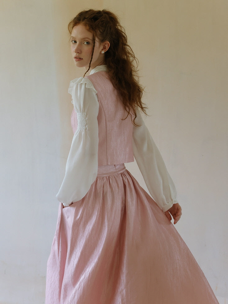 Delicate Pink Satin A-Line Skirt