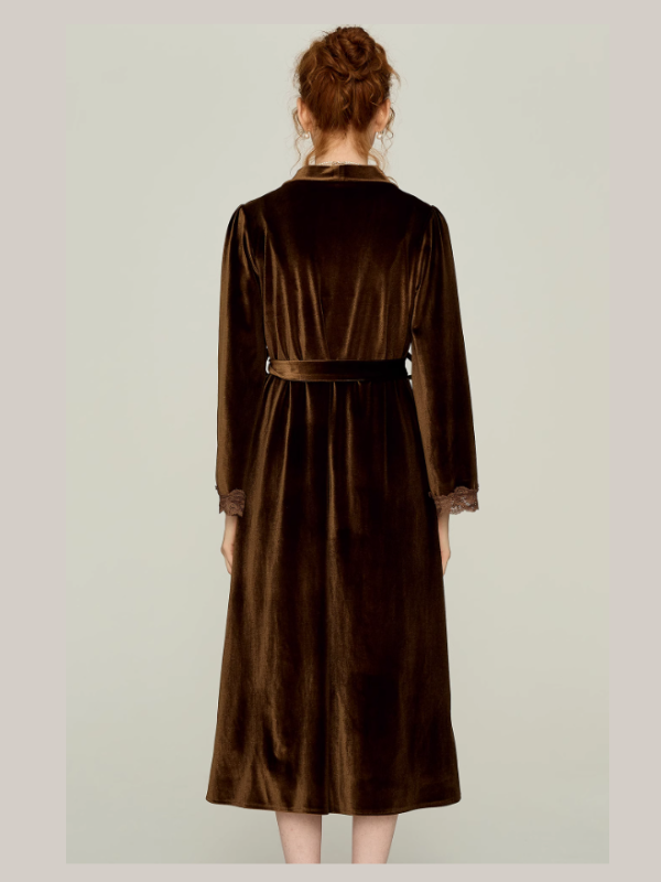 Moonlit Chocolate Lace Corset Nightgown & Robe