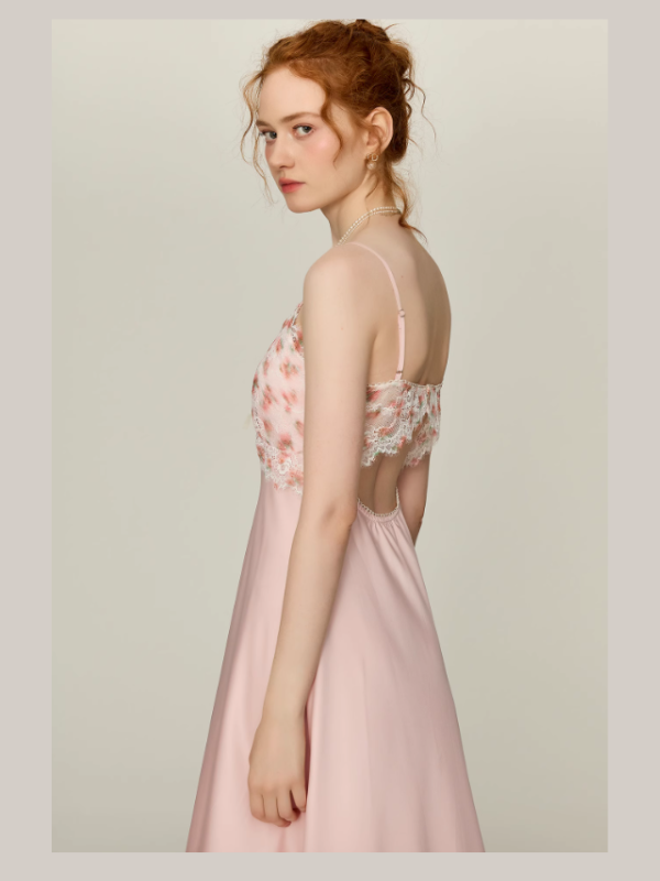 Blush Rose Garden Lace Nightgown Set