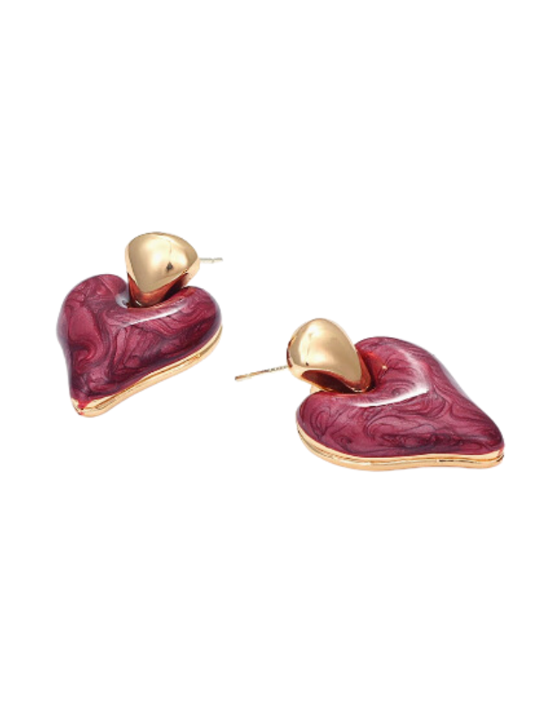 Marbled Heart Drop Earrings