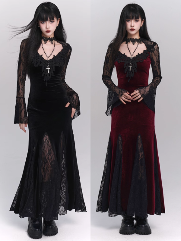 Nocturne Velvet & Lace Siren Gown