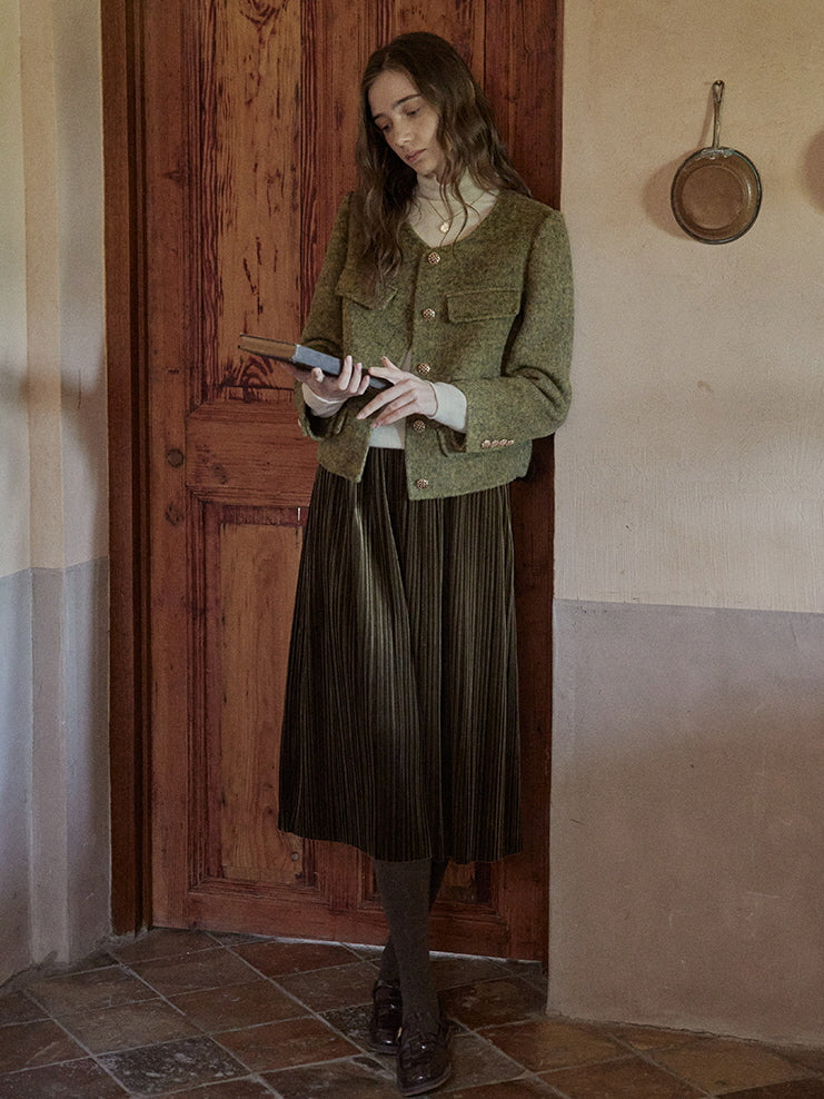 Vintage Velvet Pleated Skirt