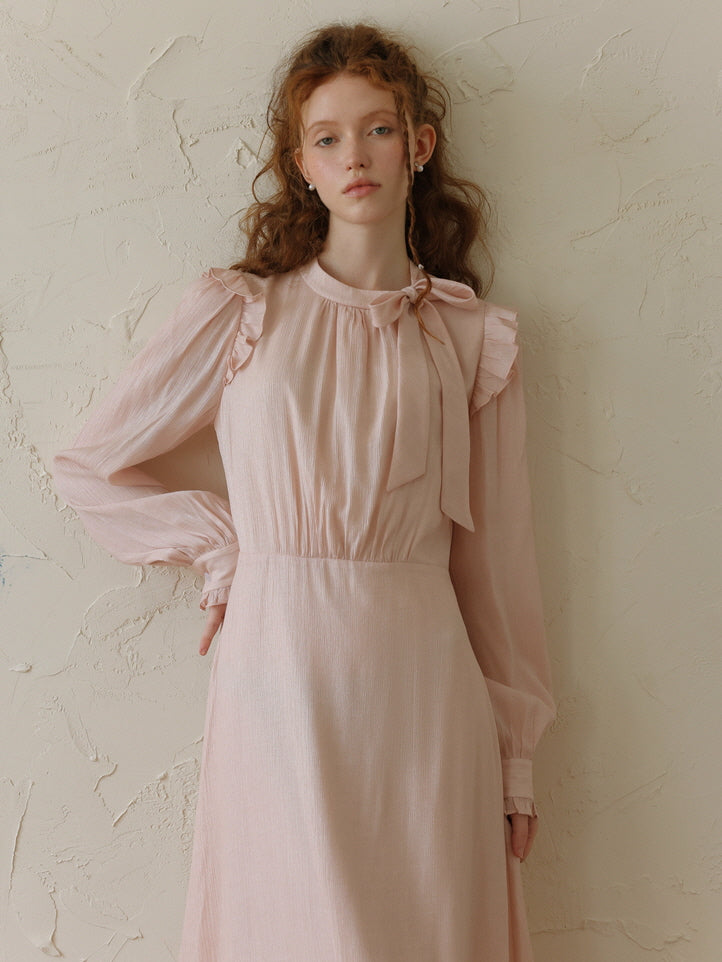 Blush Petal Ruffle Long Dress