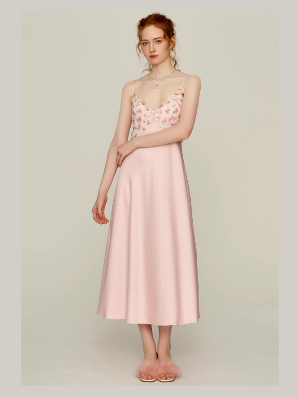 Blush Rose Garden Lace Nightgown Set