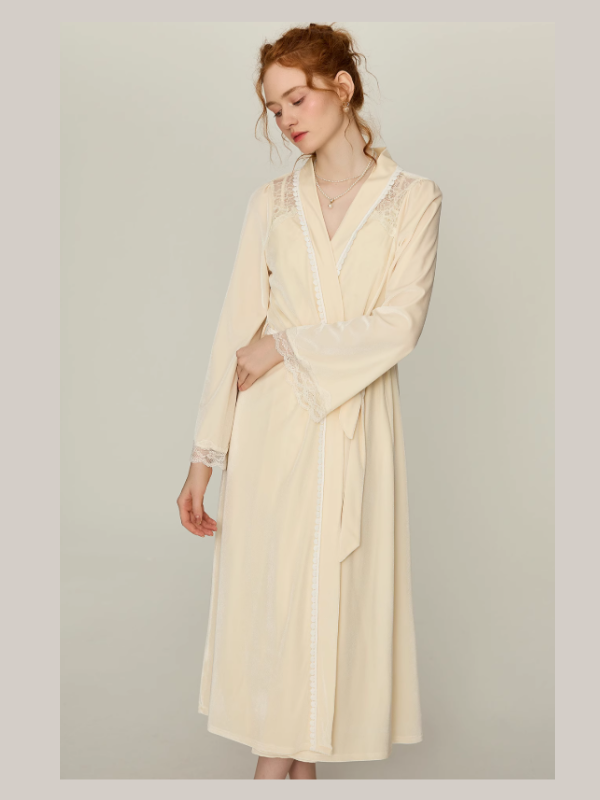 Ivory Whisper Lace Nightgown & Robe