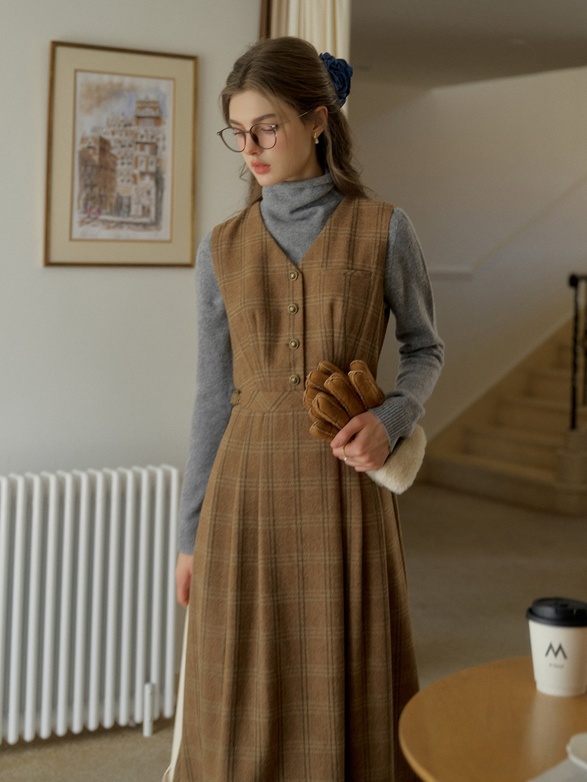 Timeless Plaid Wool Blend Vintage Dress