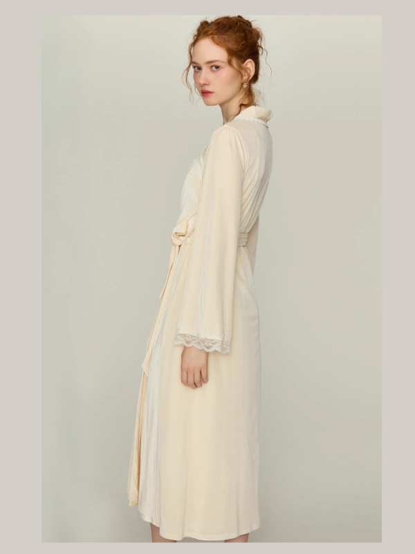 Ivory Whisper Lace Nightgown & Robe