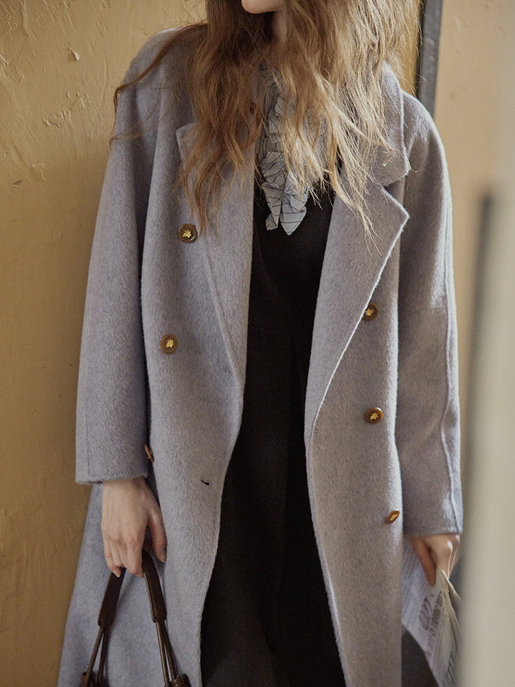 Vintage Lavender Wool Double-Breasted Coat