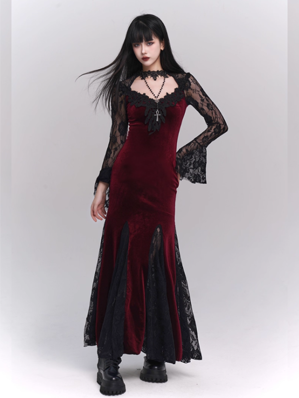 Nocturne Velvet & Lace Siren Gown