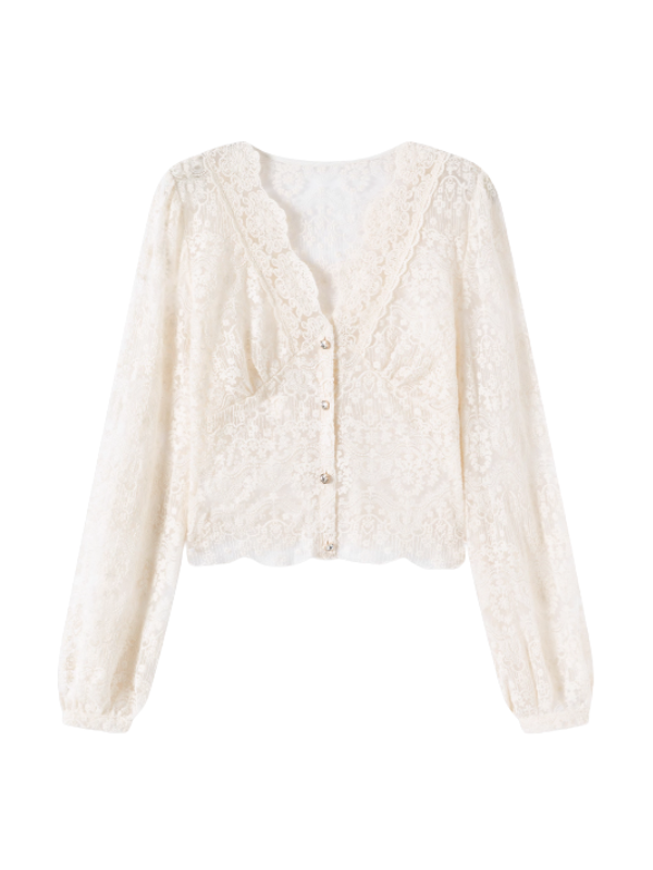 Ivory Lace Garden Vintage Blouse