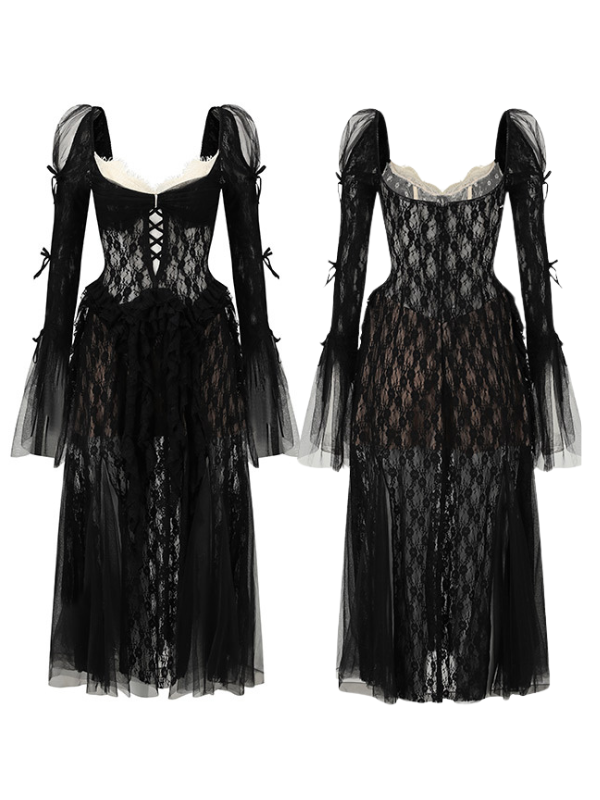 Enchanted Vintage Black Lace Fairytale Dress