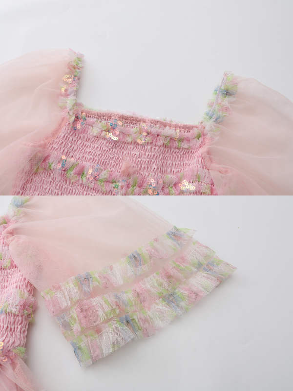 Blooming Ruffle Pink Tulle Dress