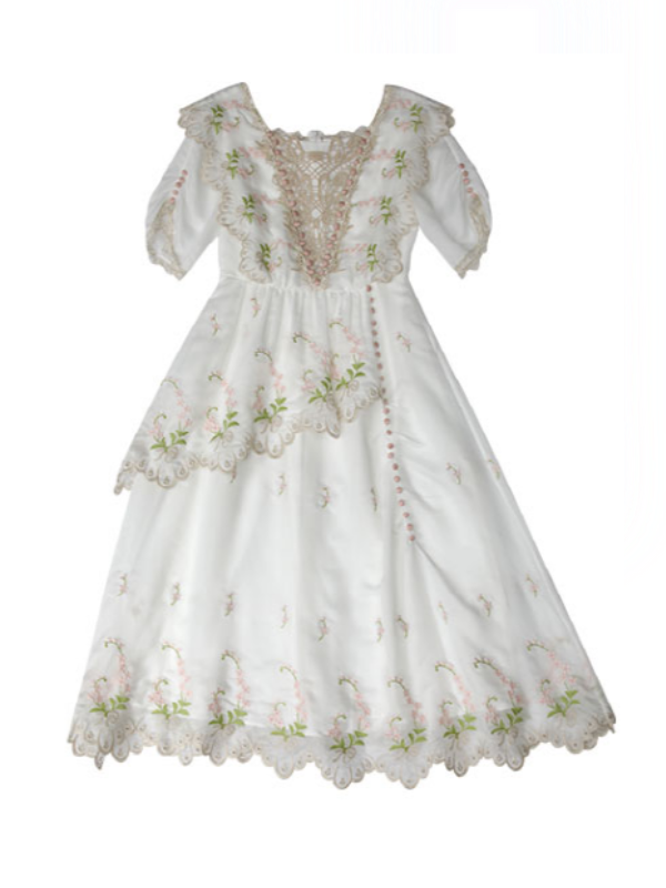 Victorian Floral White Dress