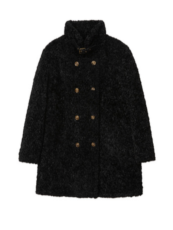 Elegant Double-Breasted Faux Fur Coat