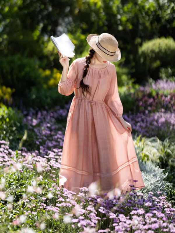 Blossom Whisper Pink Ramie Dress