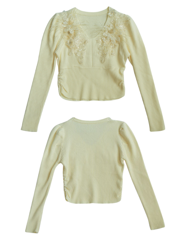 Ivory Bloom Embellished Sweater