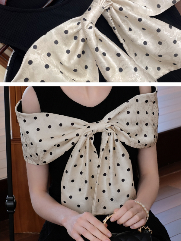 Polka Dot Bow-Knot Knit Top & Skirt