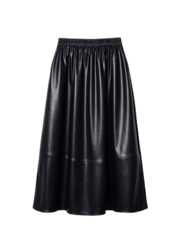 Glossy Black Faux Leather Skirt