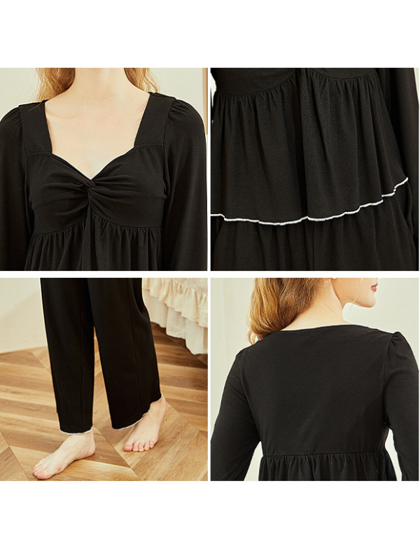 Nocturnal Elegance Black Loungewear Set