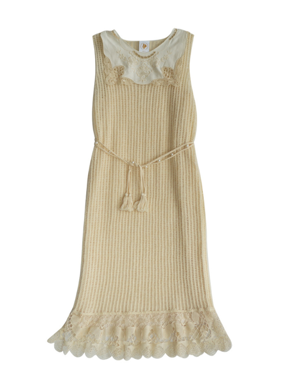 Vintage Lace Cream Knit Dress