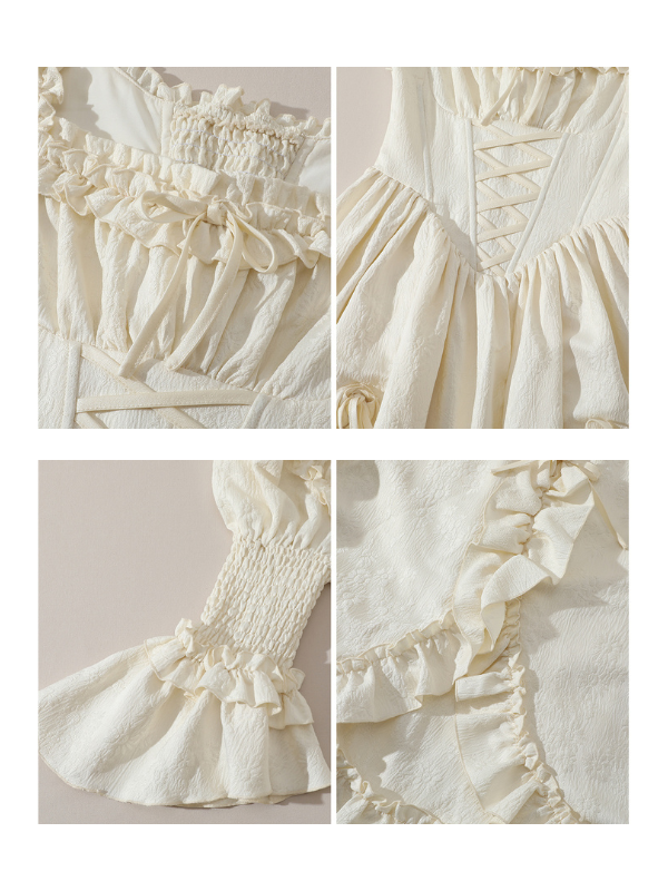 Victorian Dream Ivory Ruffled Gown