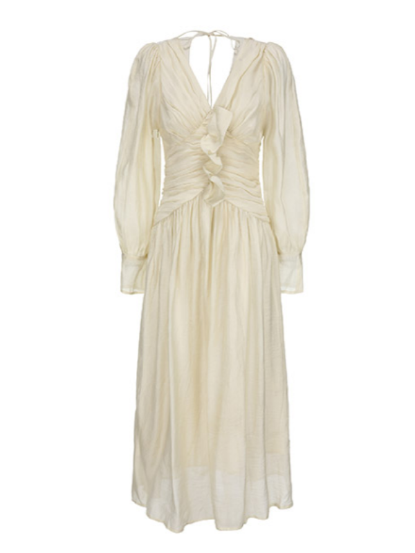 Vintage Ivory Frill Long Dress