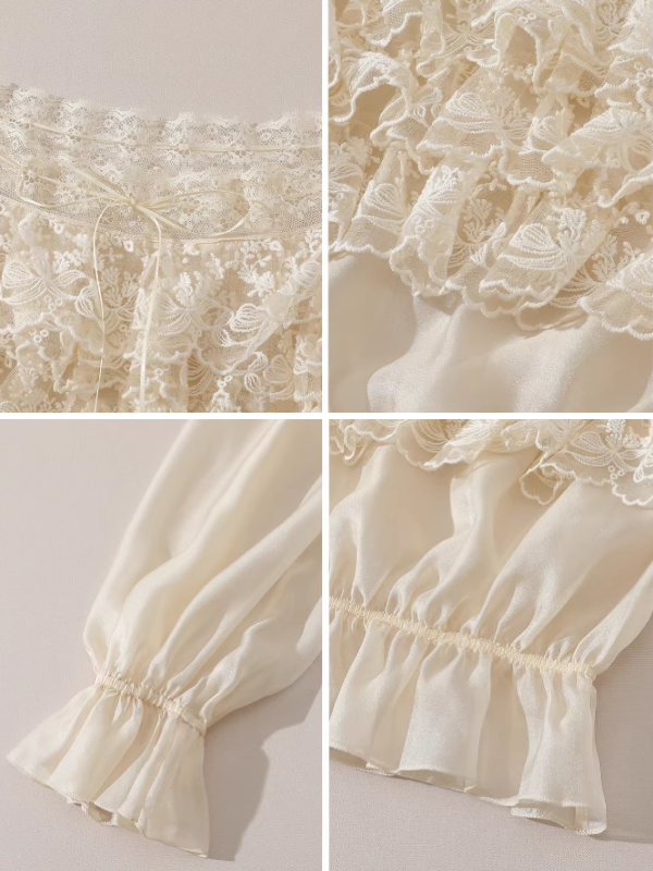 Ethereal Ruffle Lace Vintage Blouse