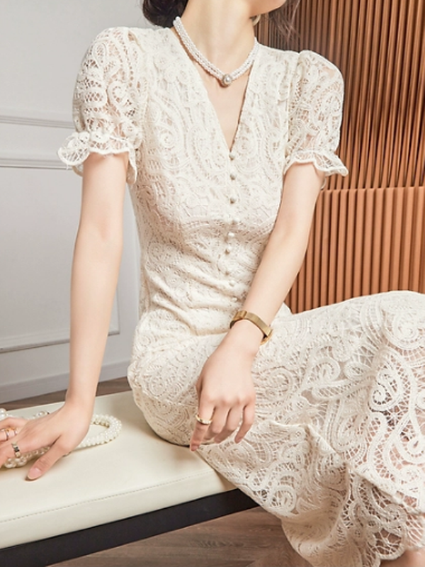 Elegant Symphony of Ivory Dress