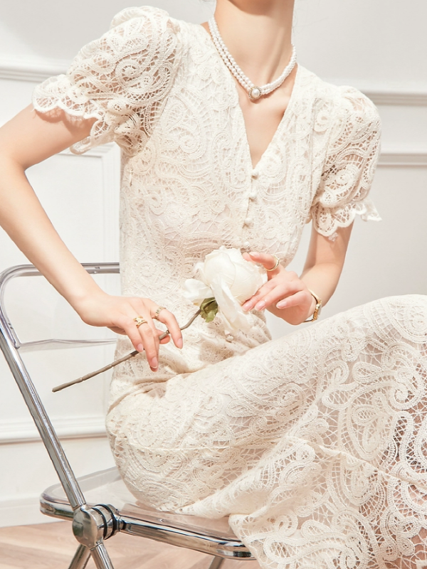 Elegant Symphony of Ivory Dress