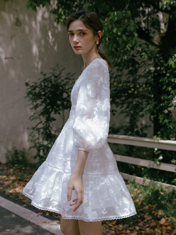 The Girl Reading in the Flower Garden Dress