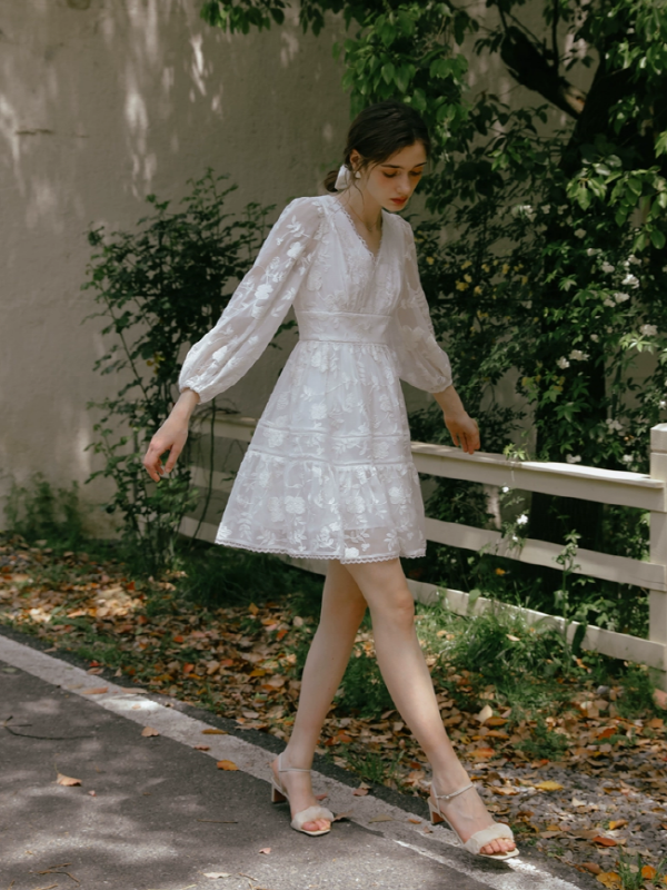 The Girl Reading in the Flower Garden Dress