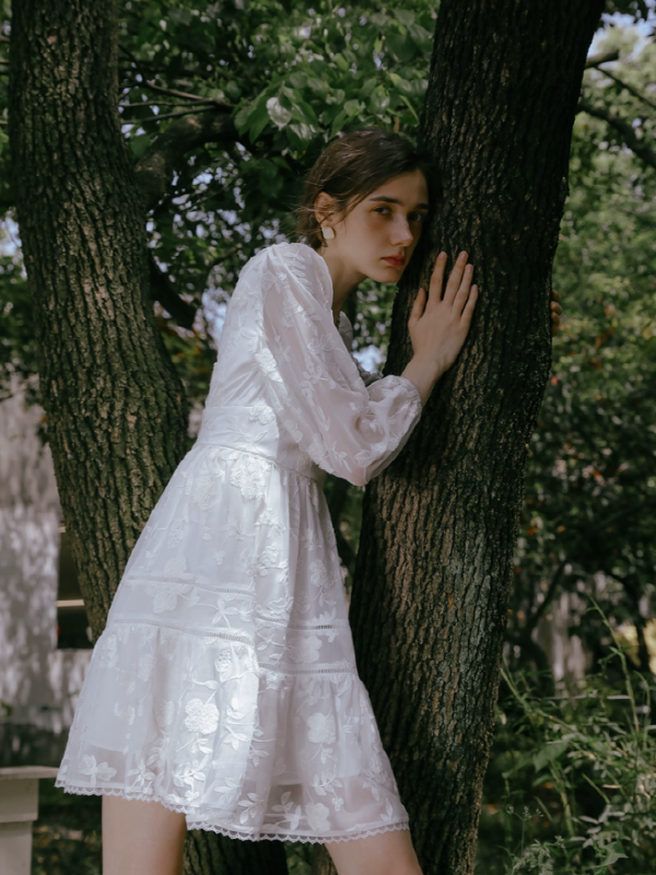 The Girl Reading in the Flower Garden Dress