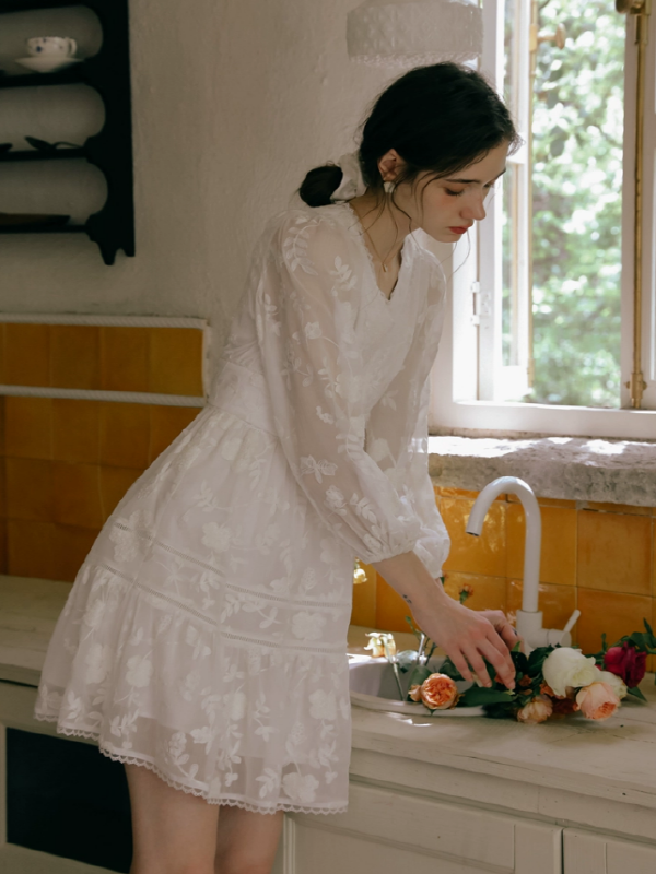 The Girl Reading in the Flower Garden Dress