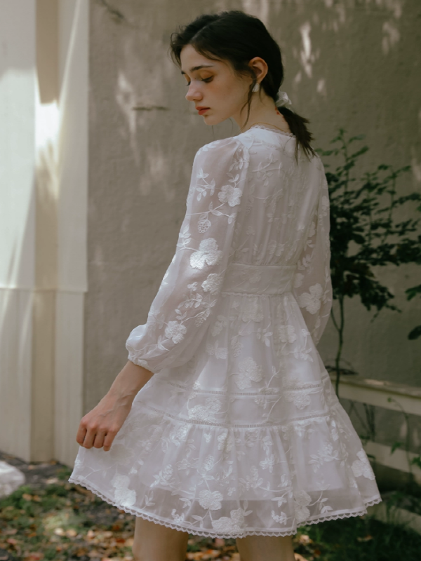 The Girl Reading in the Flower Garden Dress