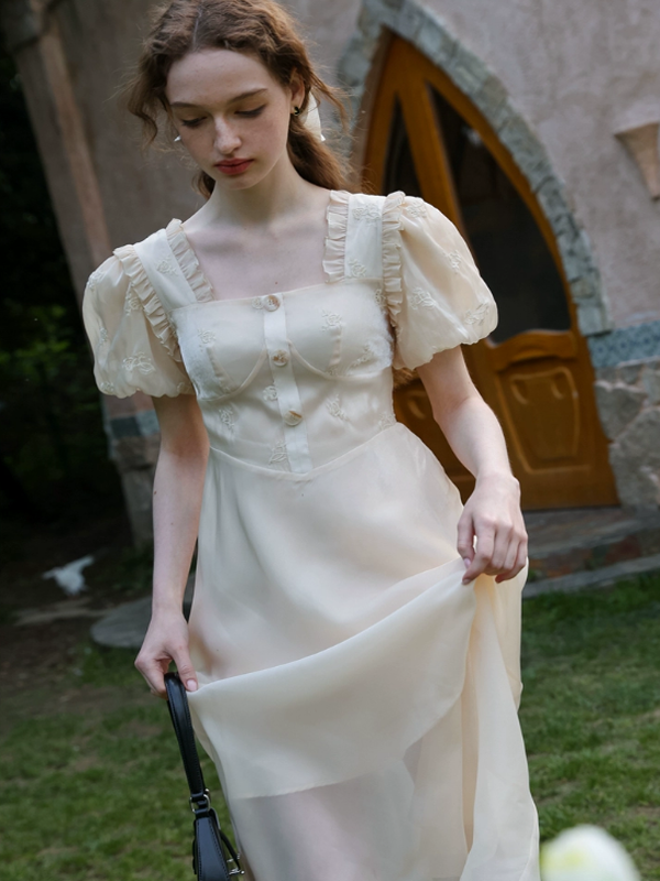 Enchanted Bloom of the Ivory Dawn Dress